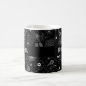 Add Your Name Floral Outline Black & White Pattern Kaffeetasse (Mittel)