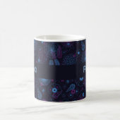 Add Your Name Floral Outline Blue & Purple Pattern Kaffeetasse (Mittel)