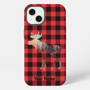 Add Your Name, Moose, Red Buffalo Plaid Phone Case iPhone 13 Hülle