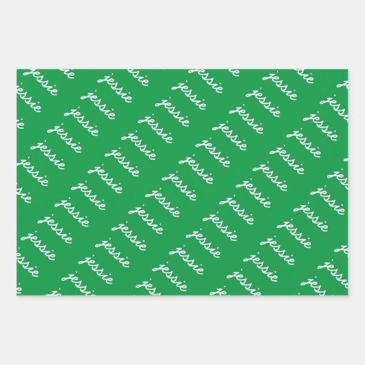 Add-Your-Name Rot Weiß und Grün Weihnachten Geschenkpapier Set (Vorderseite 3)