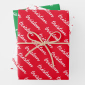 Add-Your-Name Rot Weiß und Grün Weihnachten Geschenkpapier Set (Beispiel)