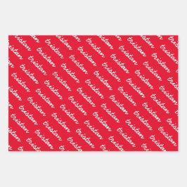 Add-Your-Name Rot Weiß und Grün Weihnachten Geschenkpapier Set