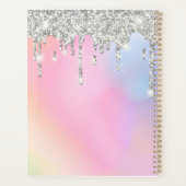 Add Your Name Script Silver Glitter Drips Custom Planer (Rückseite)