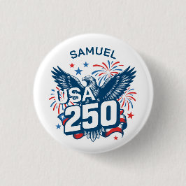 Add Your Name Sketched Bald Eagle Fireworks USA250 Button