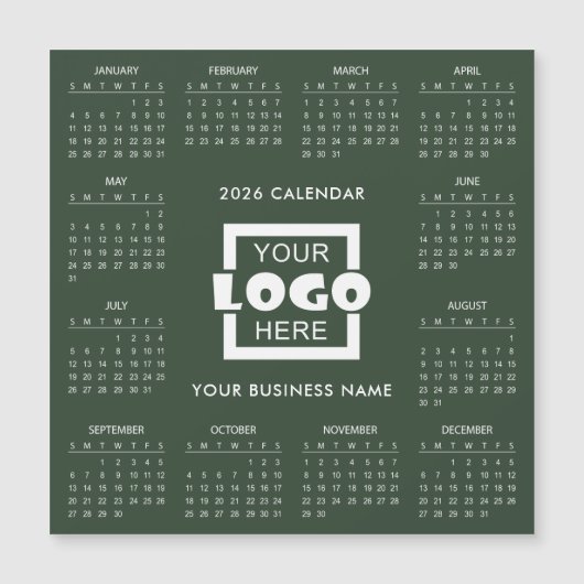 Add Your Own Business Logo 2026 Calendar | Magnet (Vorderseite)