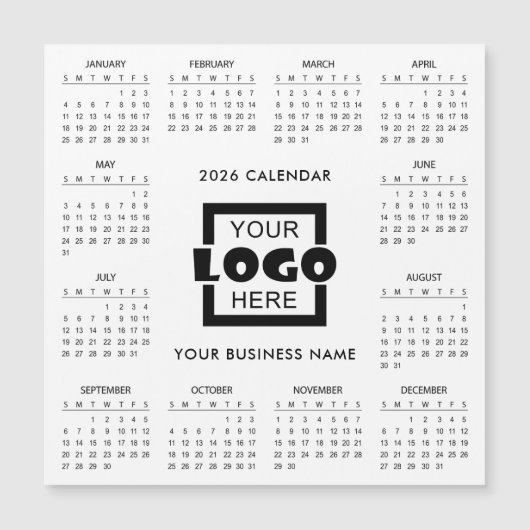 Add Your Own Business Logo 2026 Calendar | Magnet (Vorderseite)