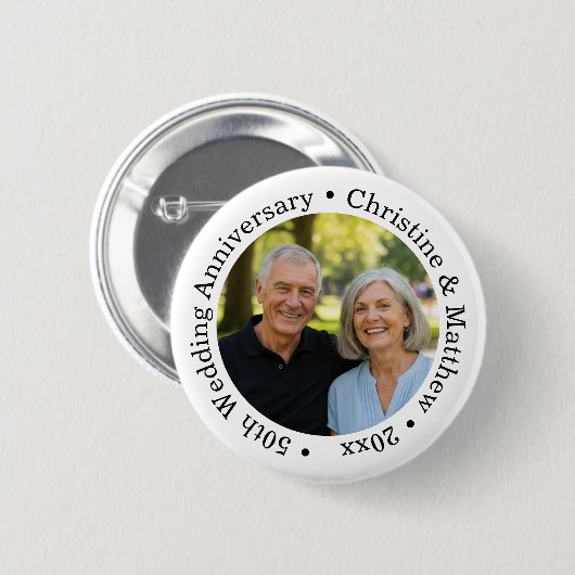 Add Your Own Couple Photo 50th Wedding Anniversary Button (Vorne & Hinten)