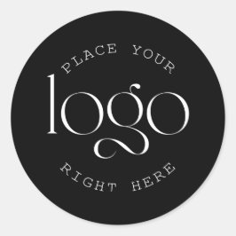 Add Your Own Custom Business Logo Modern Black Runder Aufkleber