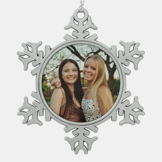 Add Your Own Custom Photo Schneeflocken Zinn-Ornament (Vorderseite)