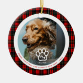 Add Your Own Dog Pets Photo Monogram Name Tartan Keramik Ornament (Vorne)