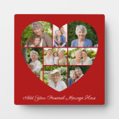 Add Your Own Greeting 8 Photo Collage Heart Cutout Fotoplatte (Vorderseite)