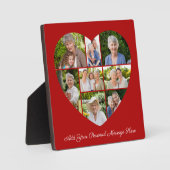 Add Your Own Greeting 8 Photo Collage Heart Cutout Fotoplatte (Vorderseite)