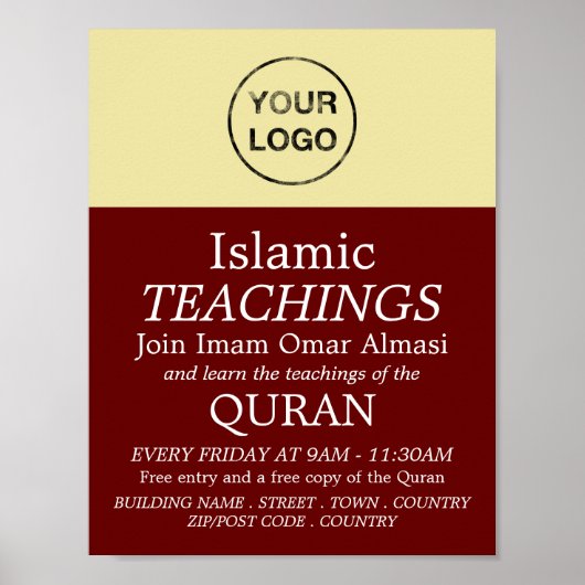 Add Your Own Logo, Islamic Teaching Advertising Poster (Vorne)