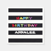ADD YOUR OWN NAME Happy Birthday Paper Napkins Serviette (Vorderseite)