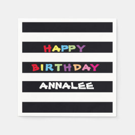 ADD YOUR OWN NAME Happy Birthday Paper Napkins Serviette