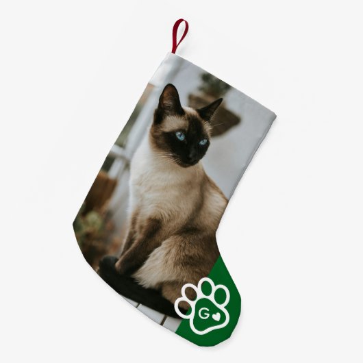 Add Your Own Photo Cat Pets Monogram Kleiner Weihnachtsstrumpf (Vorderansicht (hängend))