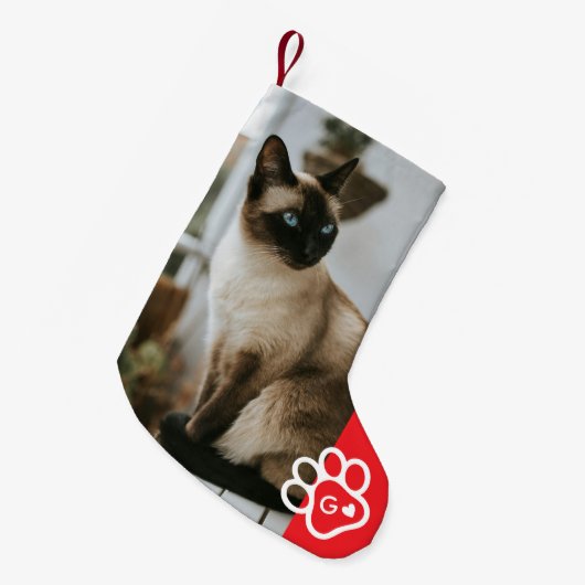 Add Your Own Photo Cat Pets Monogram Kleiner Weihnachtsstrumpf (Vorderansicht (hängend))