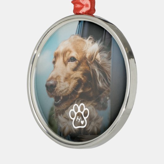 Add Your Own Photo Dog Pets Monogram Ornament Aus Metall (Links)