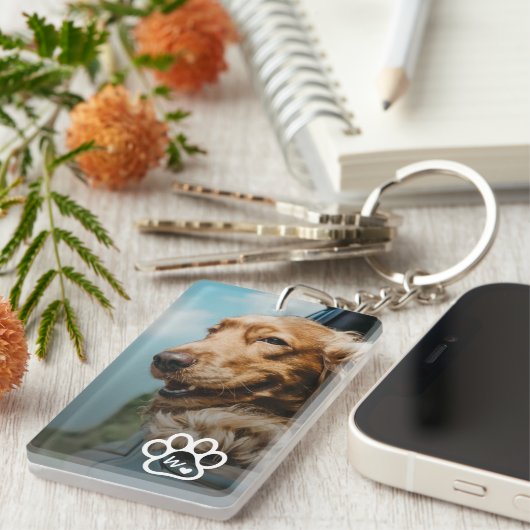 Add Your Own Photo Dog Pets Monogram Schlüsselanhänger (Vorderseite rechts)