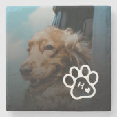 Add Your Own Photo Dog Pets Monogram Steinuntersetzer (Vorderseite)
