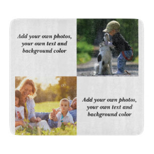 Add your own photos, text and  background throw pi schneidebrett