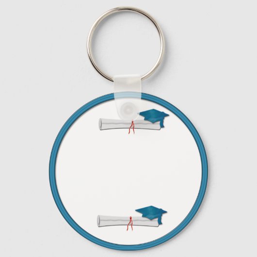 Add Your Own Text Blue Graduation Keychain Schlüsselanhänger (Vorderseite)