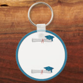 Add Your Own Text Blue Graduation Keychain Schlüsselanhänger (Vorderseite)