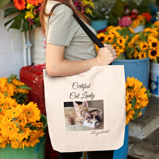 Add Your Photo Cat Lady Gym Tote Bag Tragetasche