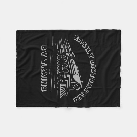 Add Your Text Easily Distracted By Steam Trains Fleecedecke (Vorderseite (Horizontal))