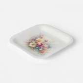 Add Your Text Elegant Template Watercolor Flowers Pappteller (Gewinkelt)