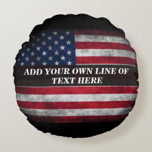 Add your text on American flag Rundes Kissen