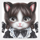 Addams Cat Square am Mittwoch - Mysteriöser Macabr Quadratischer Aufkleber (Vorderseite)