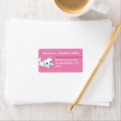 Added Cat Custom Pink and White Address Label Adressaufkleber (Insitu)