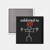 Addicdicted to Set Funny Gym Workout naughty Pun P Magnet (Vorderseite/Rückseite)