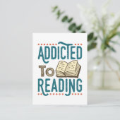 Addicted to Reading Book Addict Bookworm Postkarte (Stehend Vorderseite)