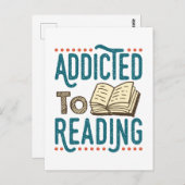 Addicted to Reading Book Addict Bookworm Postkarte (Vorne/Hinten)
