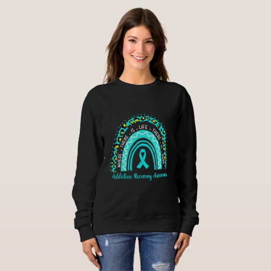 Addiction Recovery Awareness teal rainbow leopard Sweatshirt (Vorne ganz)