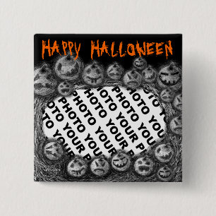 Addieren Sie Foto-Halloween-Knopf-Kürbis 1 Button