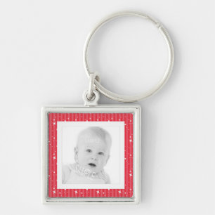 Addieren Sie Foto-niedliche rote und rosa Streifen Schlüsselanhänger
