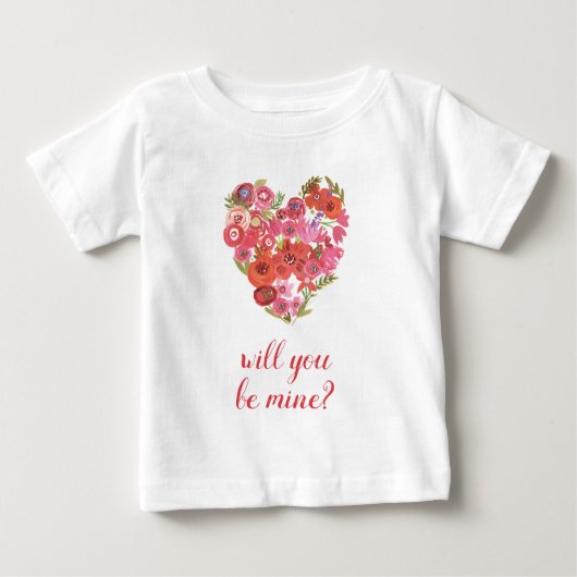Addieren Sie Ihr Aquarell-Blumenherz des Text-| Baby T-shirt (Vorderseite)