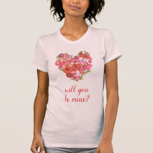 Addieren Sie Ihr Aquarell-Blumenherz des Text-  T-Shirt