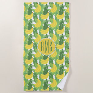 Addieren Sie Ihr Bananen-Blätter des Monogramm- Strandtuch