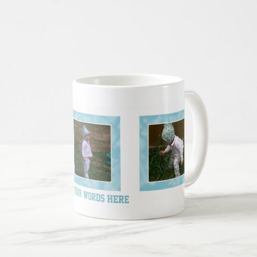 Addieren Sie Ihr Bild: Blaue gerahmte Tasse (VorderseiteRechts)