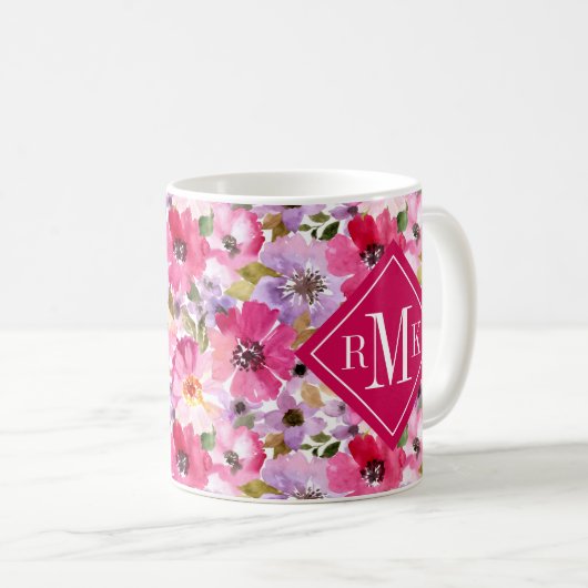 Addieren Sie Ihr Blumen Sommer-Aquarell des Kaffeetasse (VorderseiteRechts)