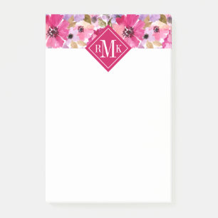 Addieren Sie Ihr Blumen Sommer-Aquarell des Post-it Klebezettel