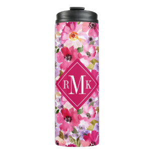 Addieren Sie Ihr Blumen Sommer-Aquarell des Thermosbecher