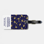 Addieren Sie Ihr dunkelblaues Pfau-Muster des Gepäckanhänger (Rückseite horizontal)