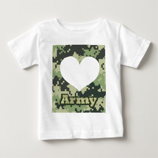 Addieren Sie Ihr eigenes Foto-Armee-Herz Baby T-shirt (Vorderseite)
