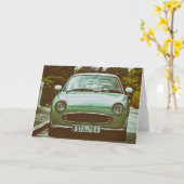 ADDIEREN Sie IHR EIGENES TEXT Klassiker-Auto Karte (Gelbe Blume)