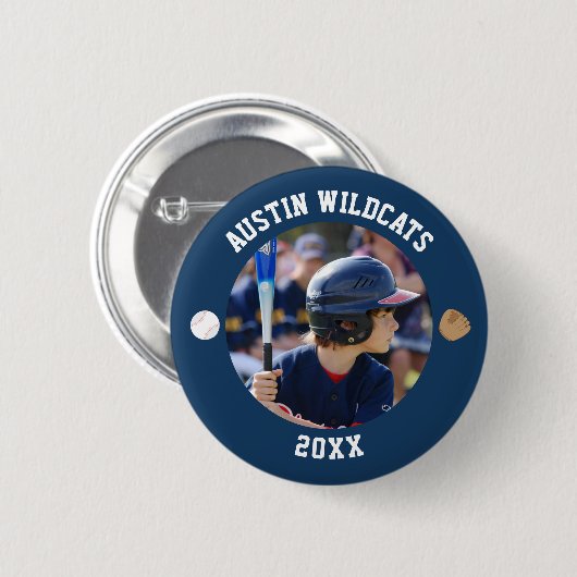 Addieren Sie Ihr Foto - Baseballteam Button (Vorne & Hinten)